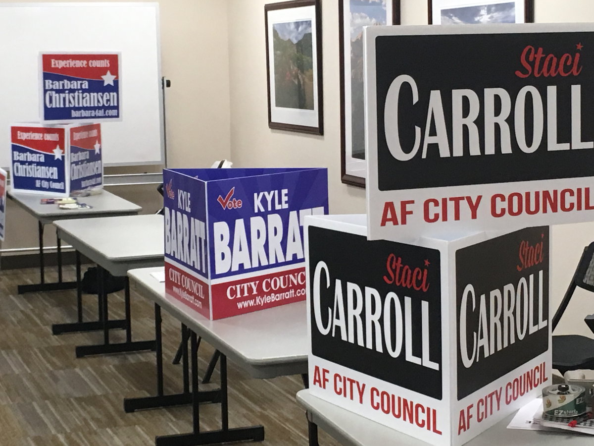 American Fork city council campaign signs