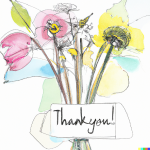 bouquet of flowers with thank-you note - thank candidates